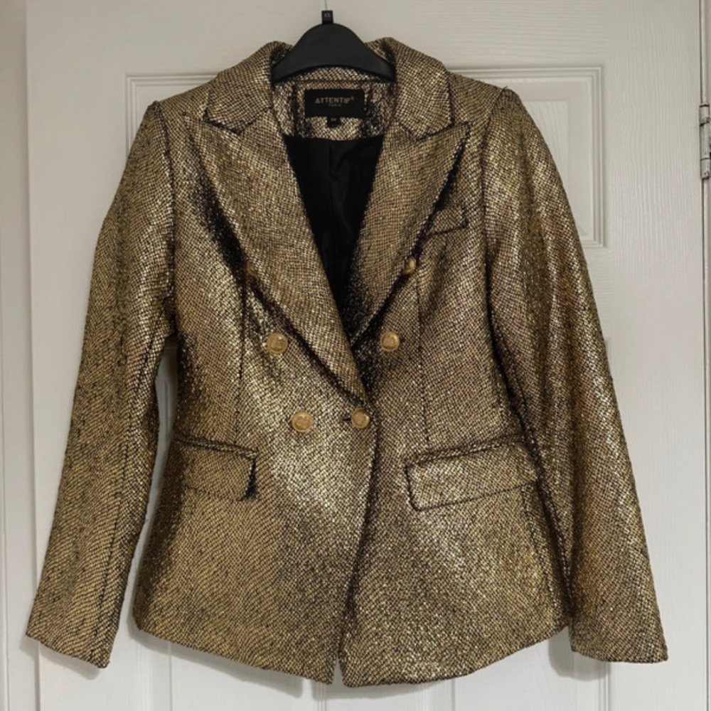 ATTENTIF PARIS ,Gold Women's Suit Jacket - Picture 5 of 10